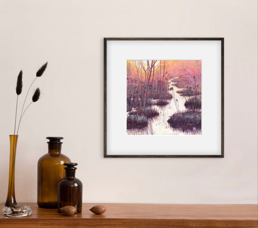 Early Morning Quiet - mixed media painting on paper