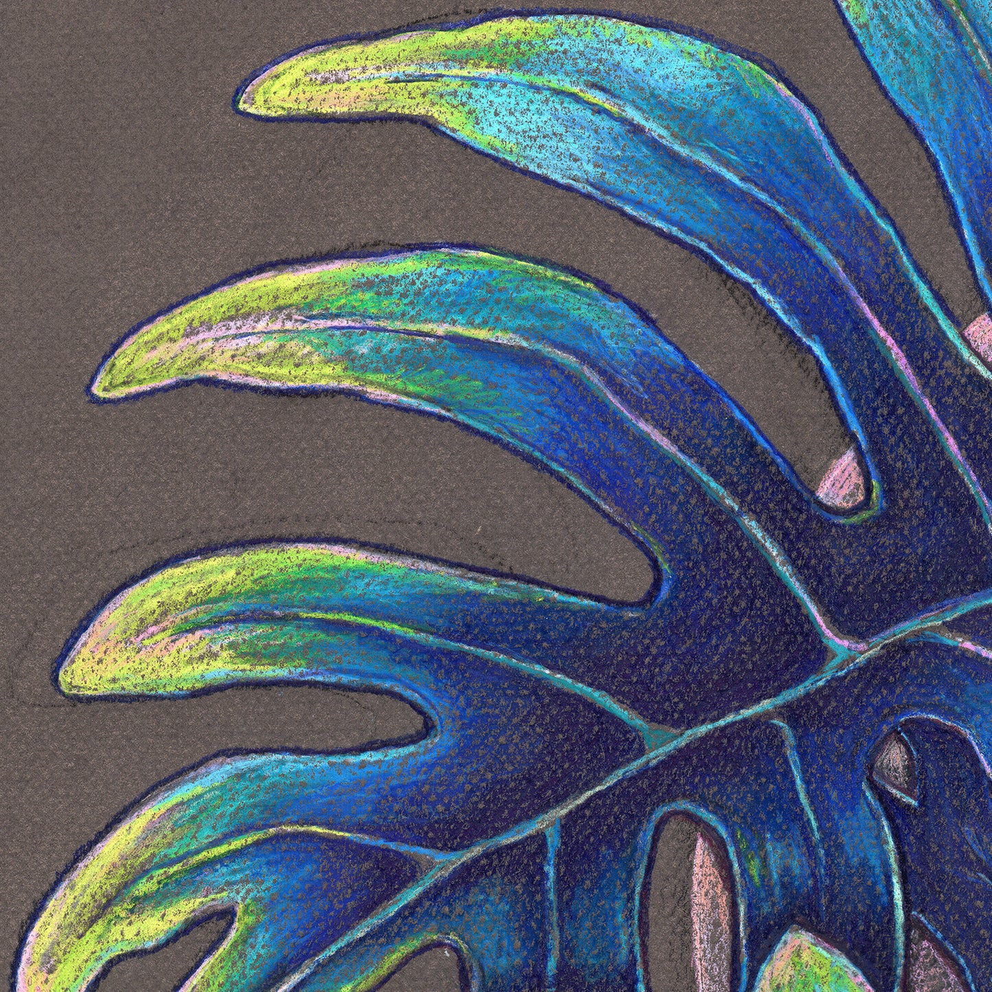 'Pink Moon' tropical leaves archival giclée print on cotton paper