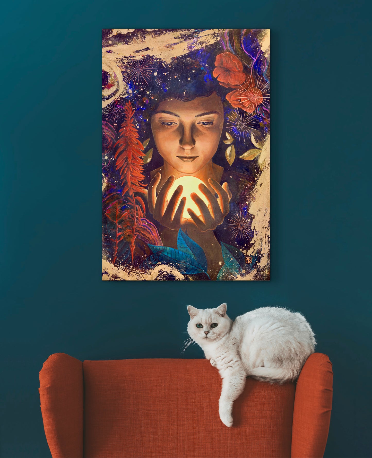 Light, Being - mixed media painting