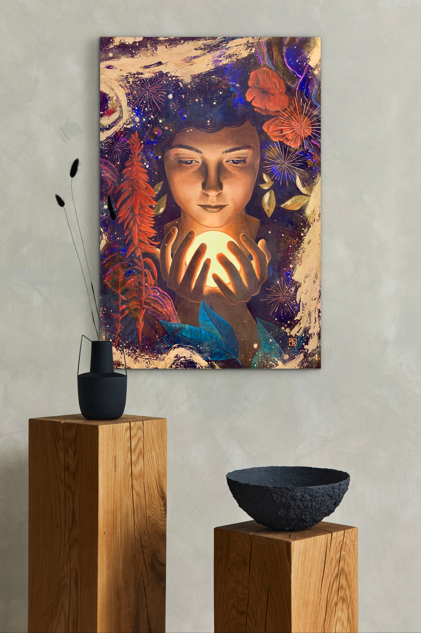 Light, Being - mixed media painting