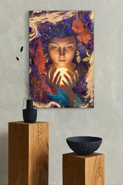 Light, Being - mixed media painting