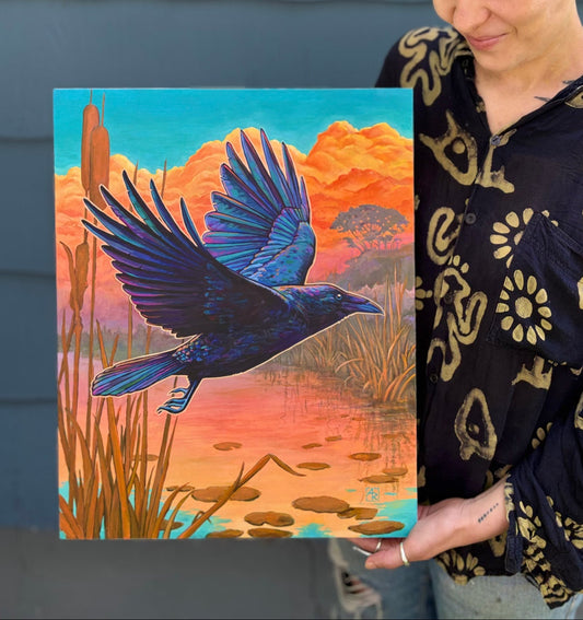 Evening’s Messenger - acrylic painting on wood panel