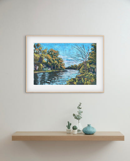 The Bend (Erie Canal) - pastel painting on paper