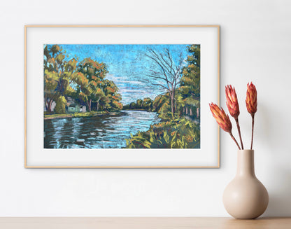 The Bend (Erie Canal) - pastel painting on paper