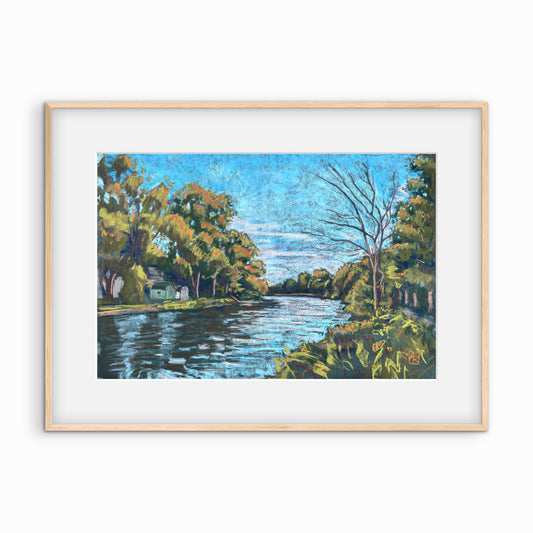 The Bend (Erie Canal) - pastel painting on paper