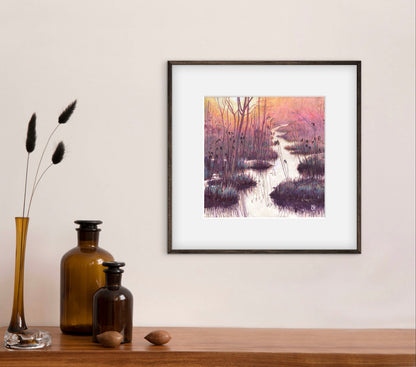 Early Morning Quiet - mixed media painting on paper