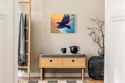 Morning's Messenger - acrylic painting on wood panel