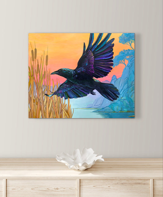 Morning's Messenger - acrylic painting on wood panel