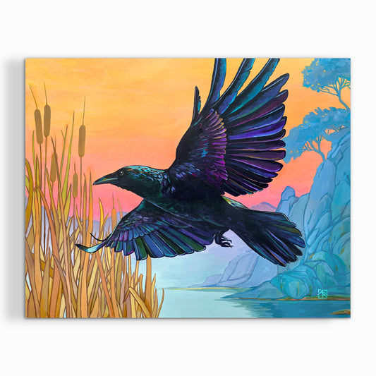 Morning's Messenger - acrylic painting on wood panel