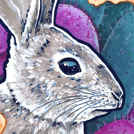 'Vision Quest' bunny rabbit desert cactus archival giclée print on cotton paper