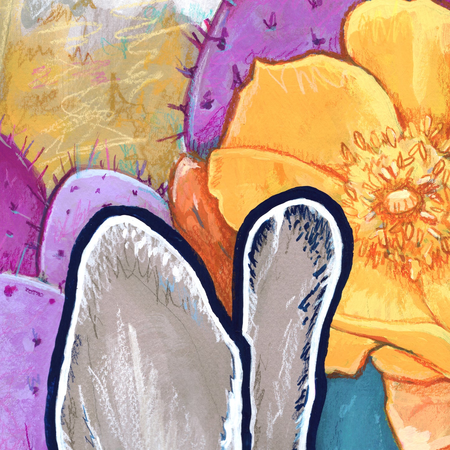 'Vision Quest' bunny rabbit desert cactus archival giclée print on cotton paper