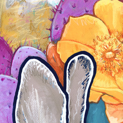 'Vision Quest' bunny rabbit desert cactus archival giclée print on cotton paper