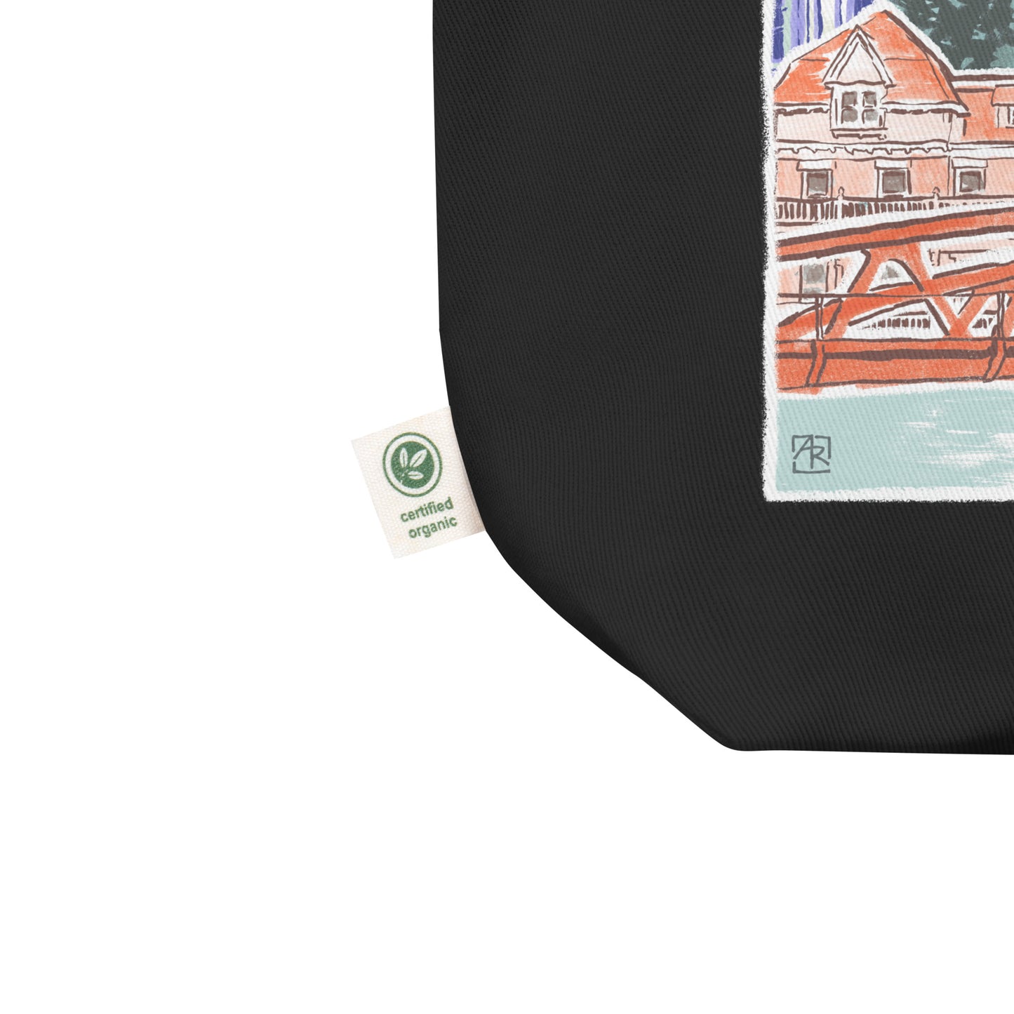 Fairport NY Black Organic Cotton Tote Bag