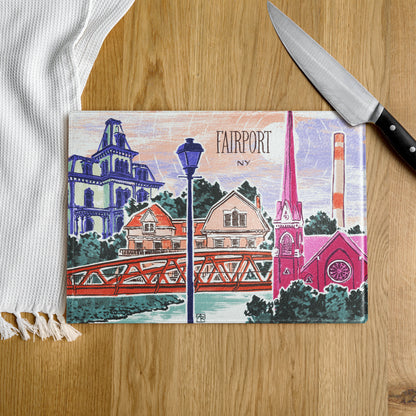 Fairport NY 11"x15" tempered glass cutting board