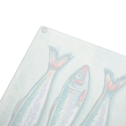 Sardines 8"x11" tempered glass cutting board