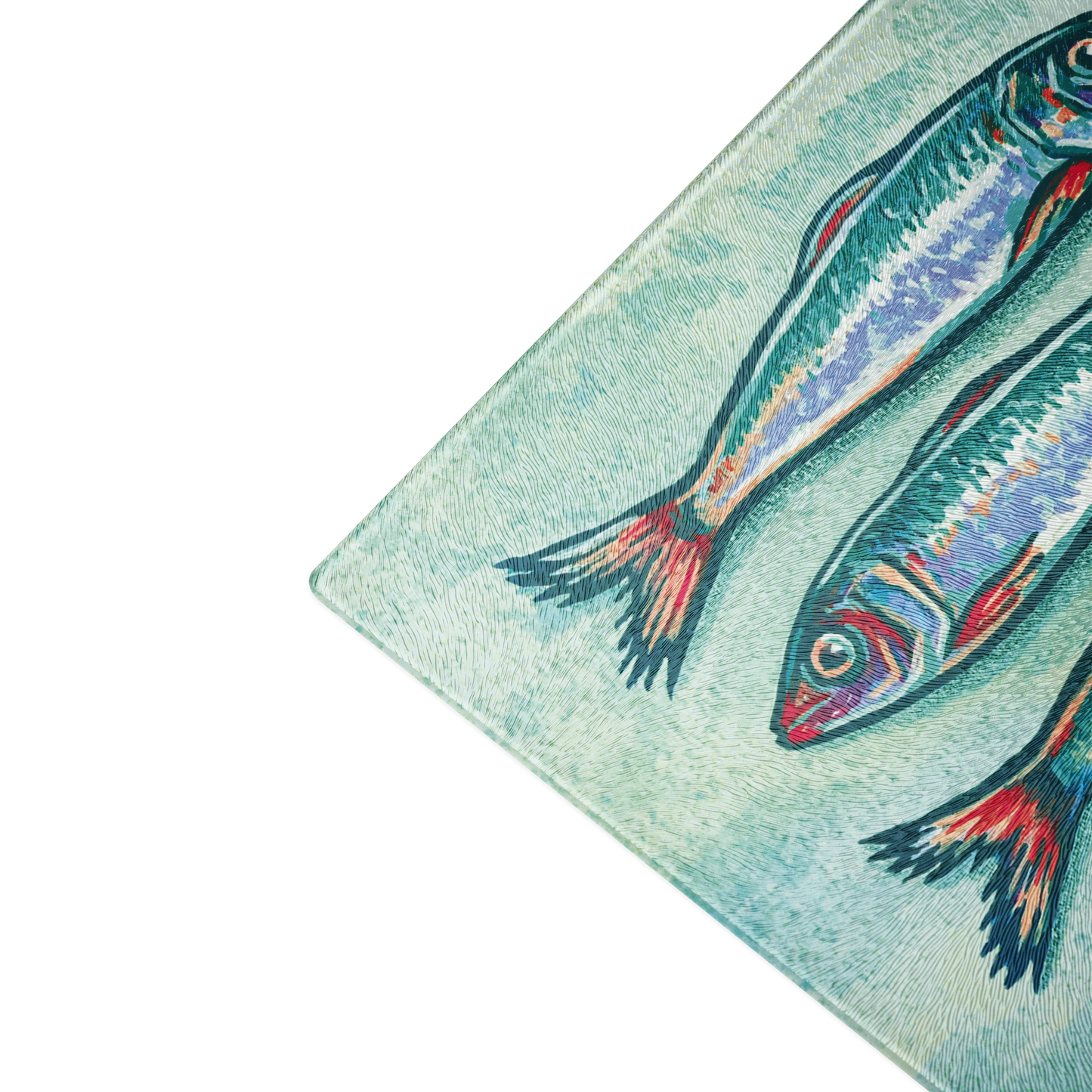 Sardines 8"x11" tempered glass cutting board