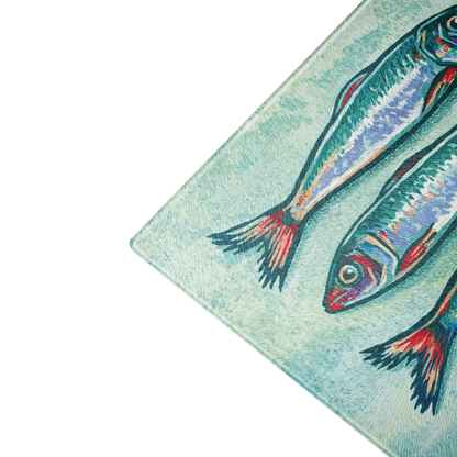 Sardines 8"x11" tempered glass cutting board