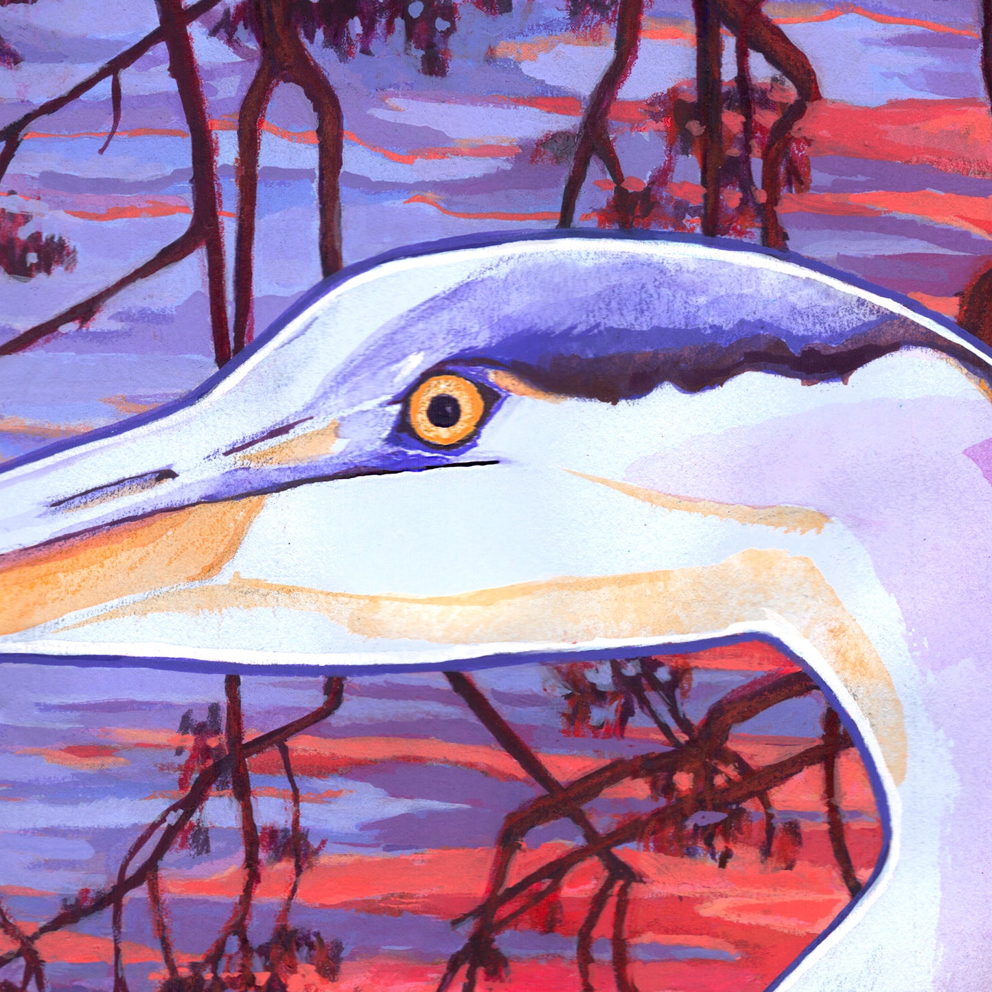 'Water's Edge' great blue heron archival giclée print on cotton paper