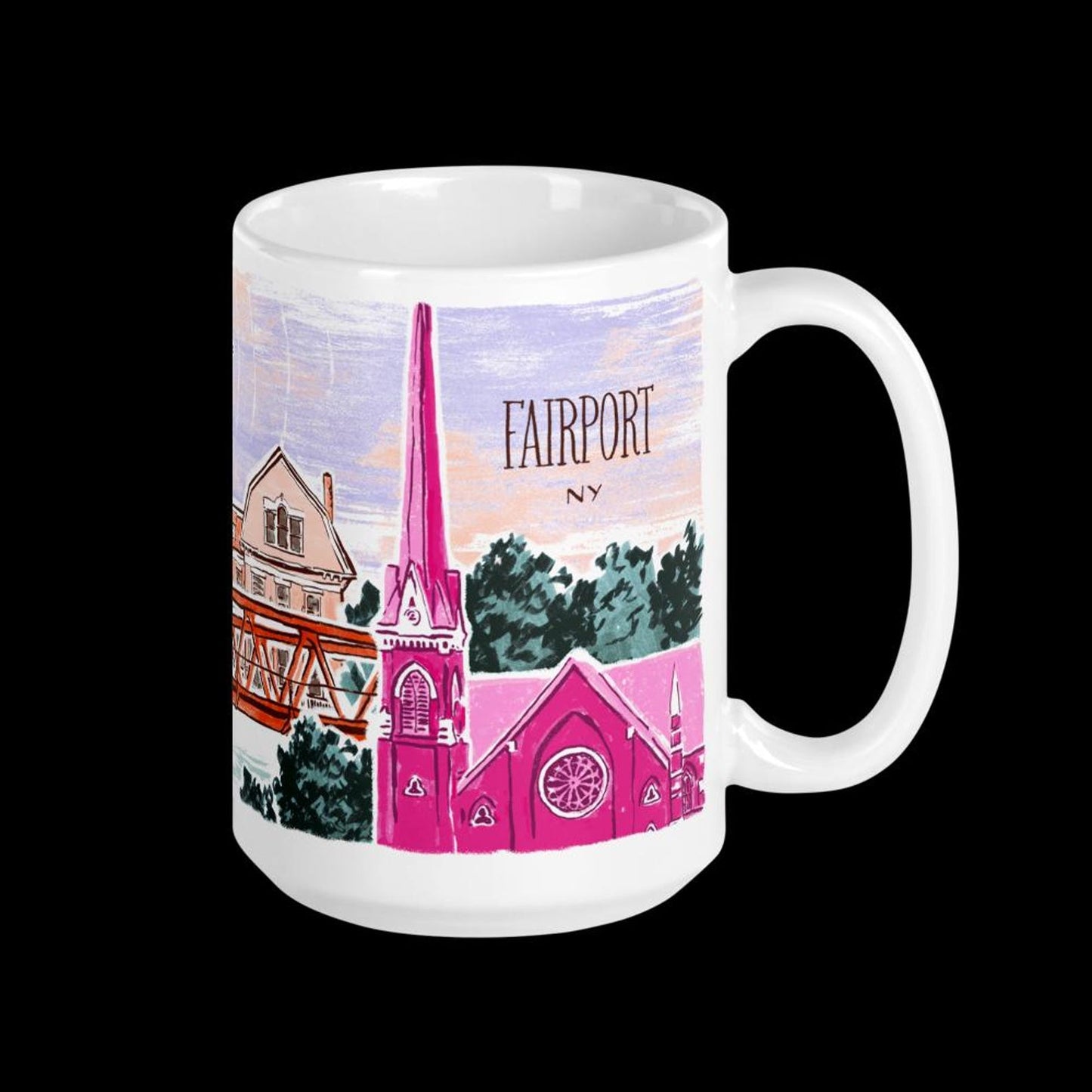Fairport NY 15 oz ceramic mug | Fairport Liftbridge, Erie Canal