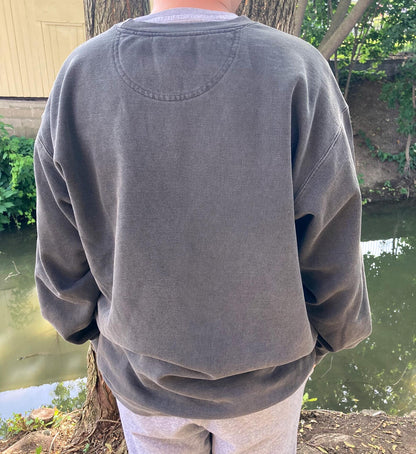 'Pink Moon' - Tropical Leaves & Full Moon gray unisex long sleeve sweatshirt