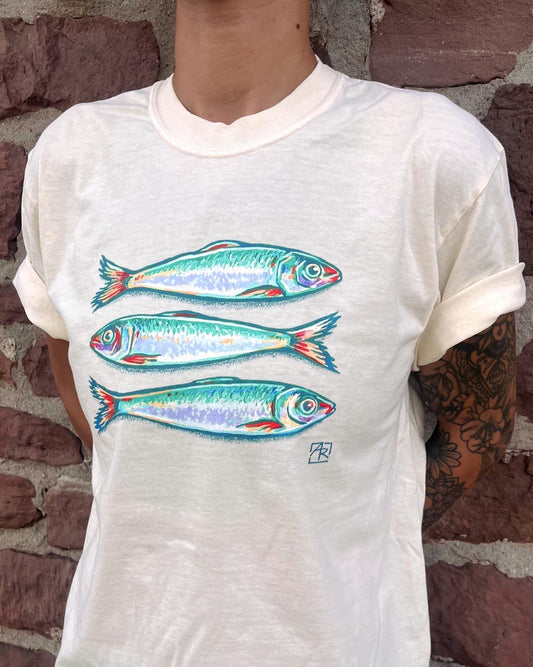 Sardines fish 100% cotton garment-dyed heavyweight t-shirt