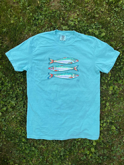 Sardines fish 100% cotton garment-dyed heavyweight t-shirt
