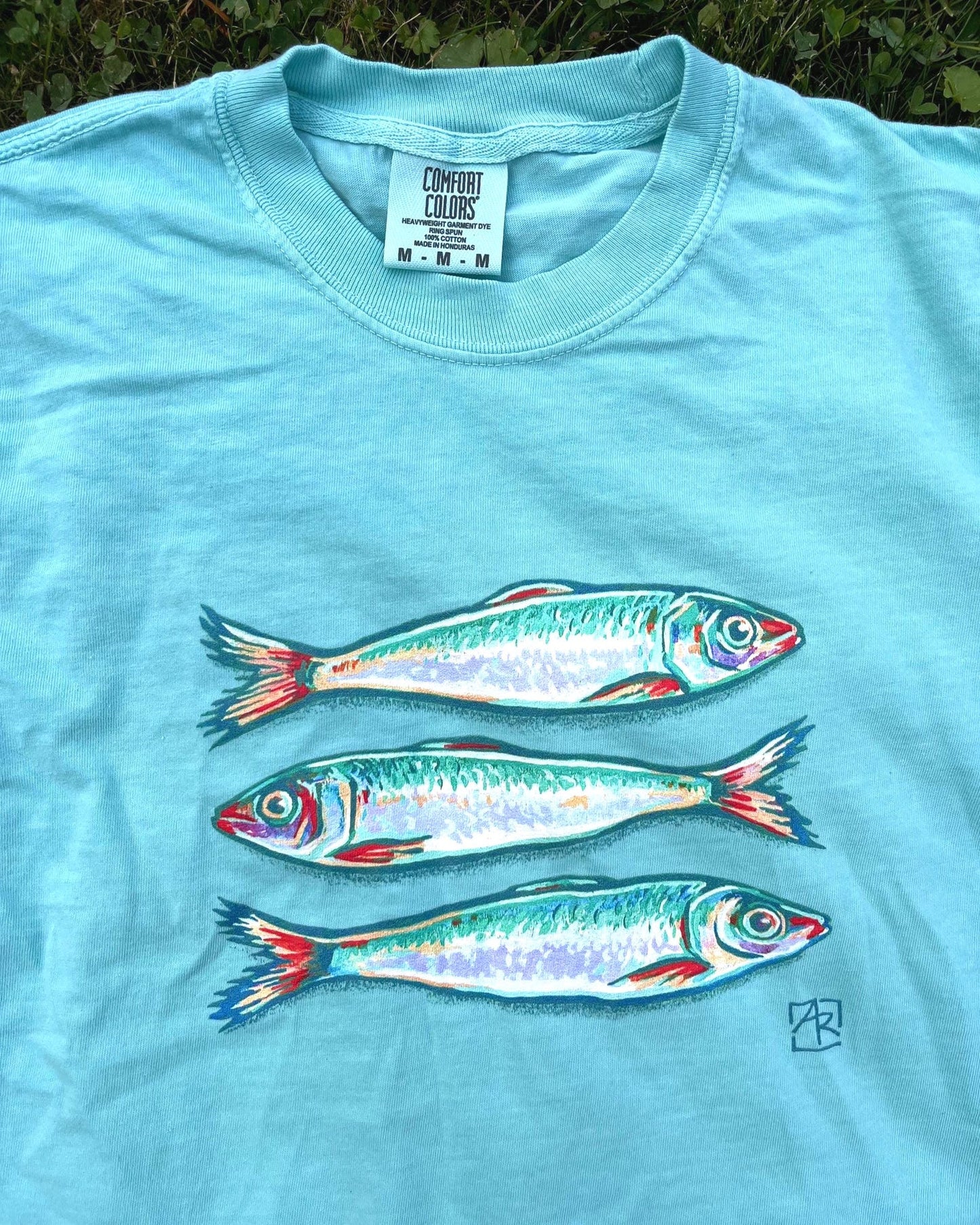 Sardines fish 100% cotton garment-dyed heavyweight t-shirt