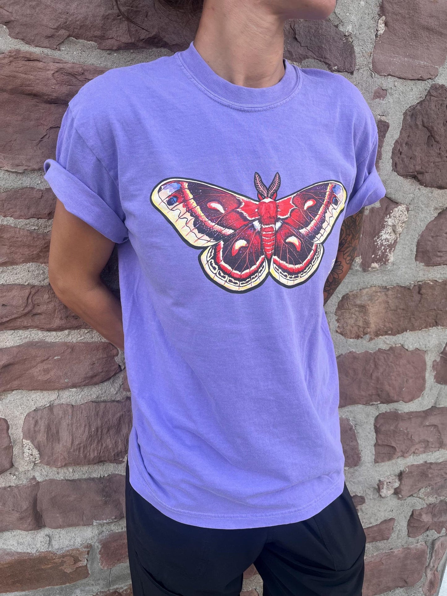 Cecropia moth 100% cotton garment-dyed heavyweight t-shirt