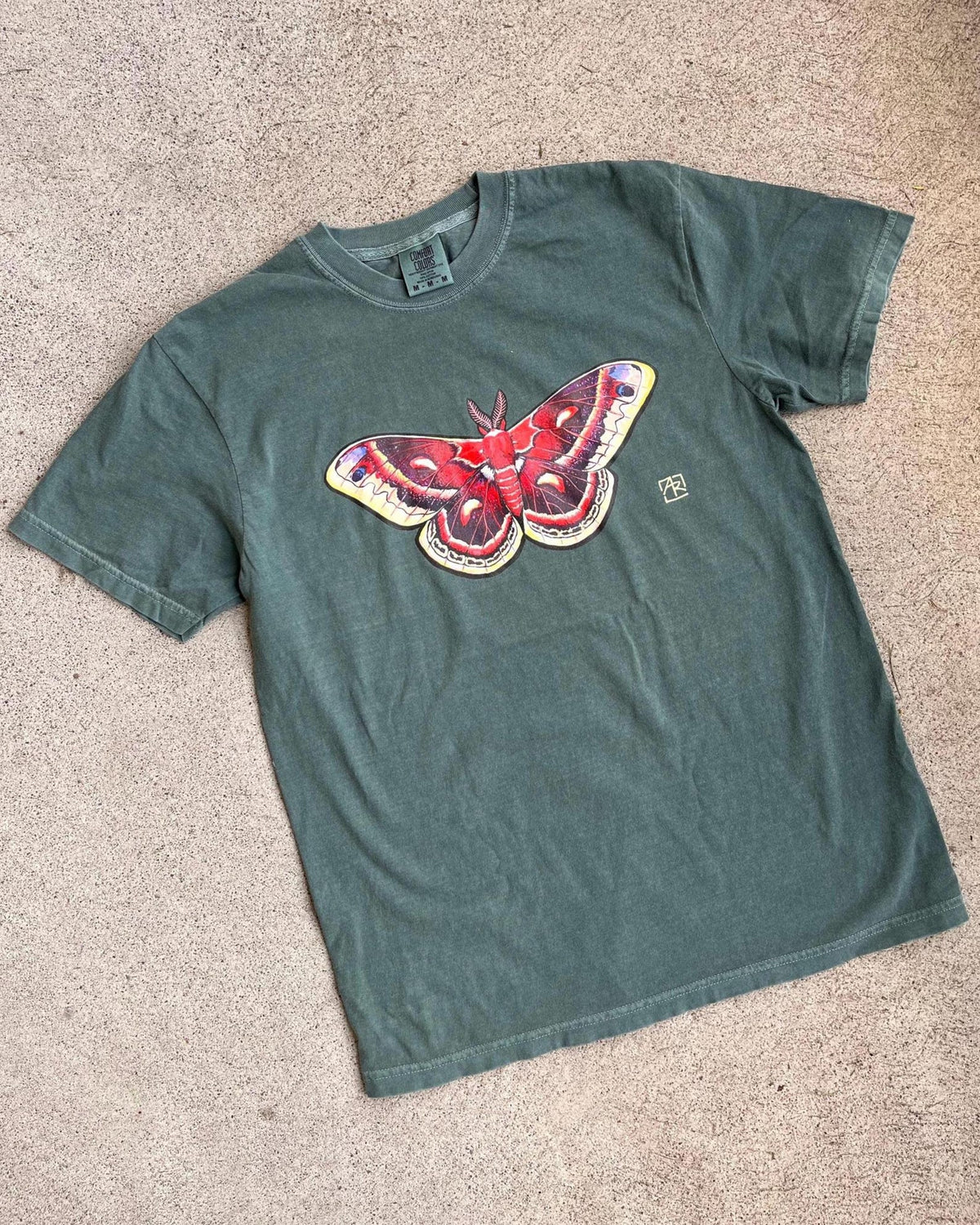 Cecropia moth 100% cotton garment-dyed heavyweight t-shirt