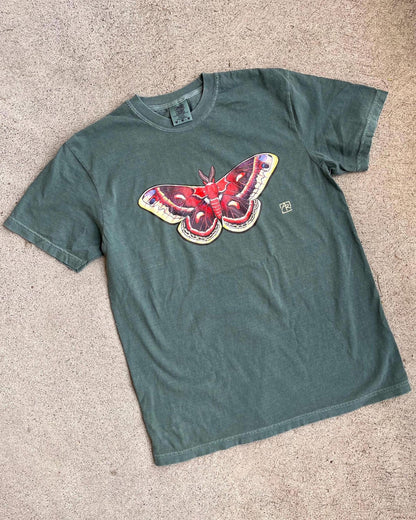 Cecropia moth 100% cotton garment-dyed heavyweight t-shirt