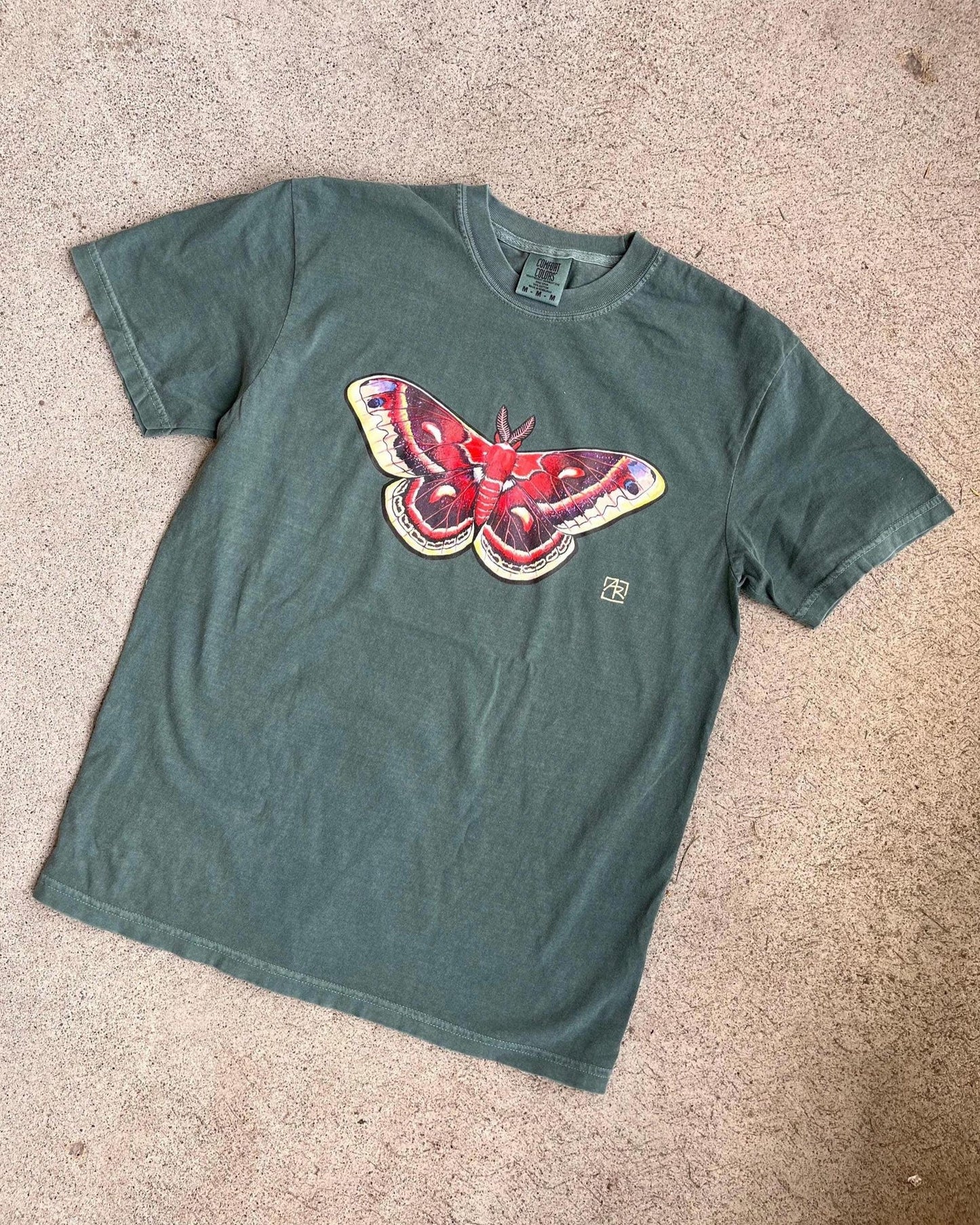 Cecropia moth 100% cotton garment-dyed heavyweight t-shirt