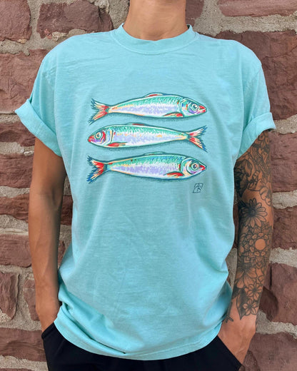 Sardines fish 100% cotton garment-dyed heavyweight t-shirt