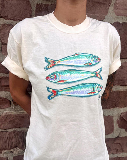 Sardines fish 100% cotton garment-dyed heavyweight t-shirt