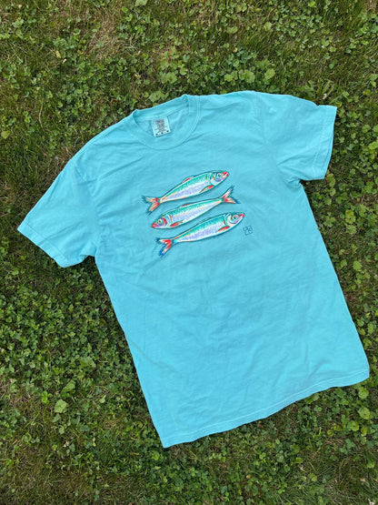 Sardines fish 100% cotton garment-dyed heavyweight t-shirt