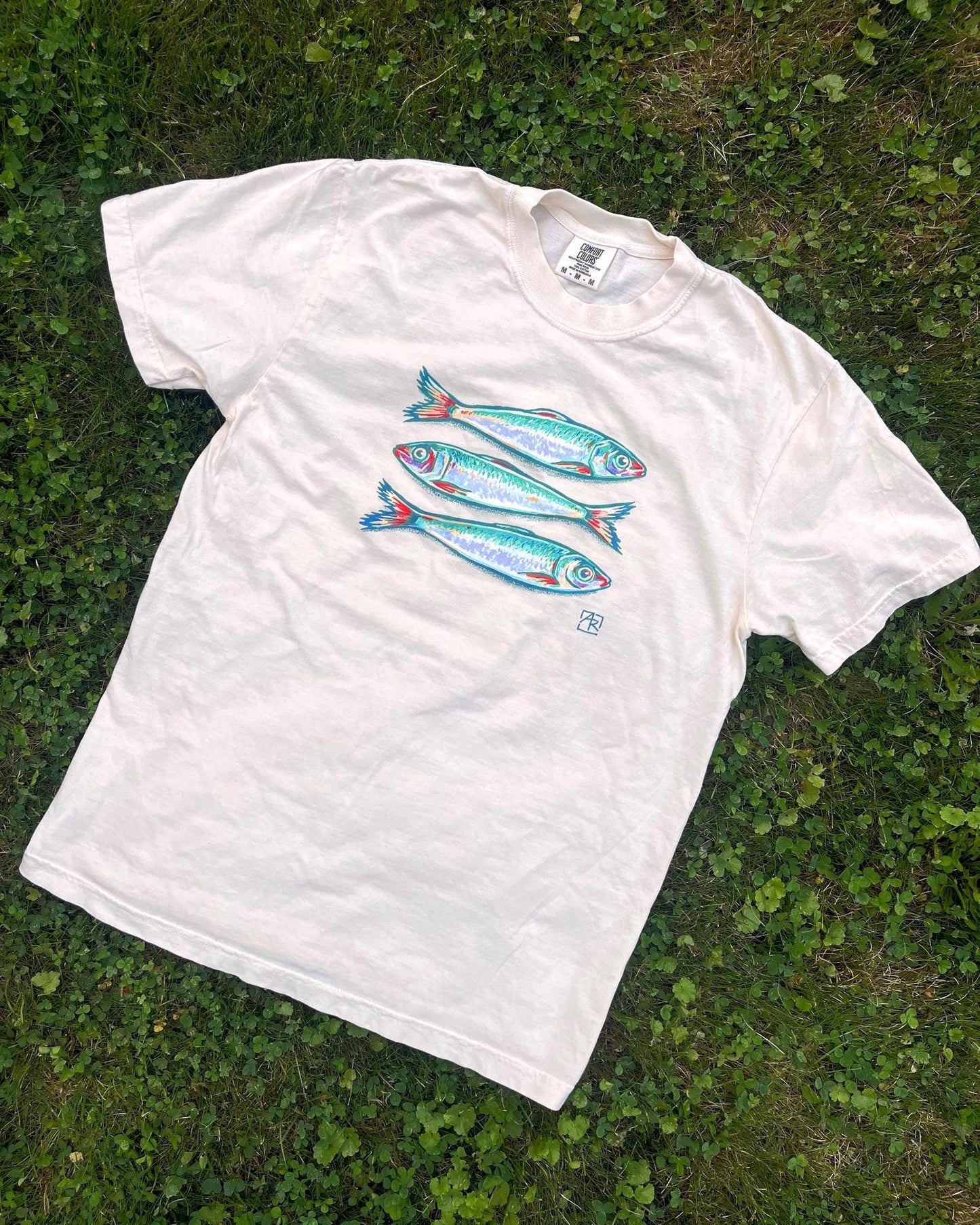Sardines fish 100% cotton garment-dyed heavyweight t-shirt