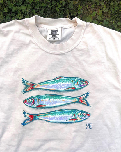 Sardines fish 100% cotton garment-dyed heavyweight t-shirt