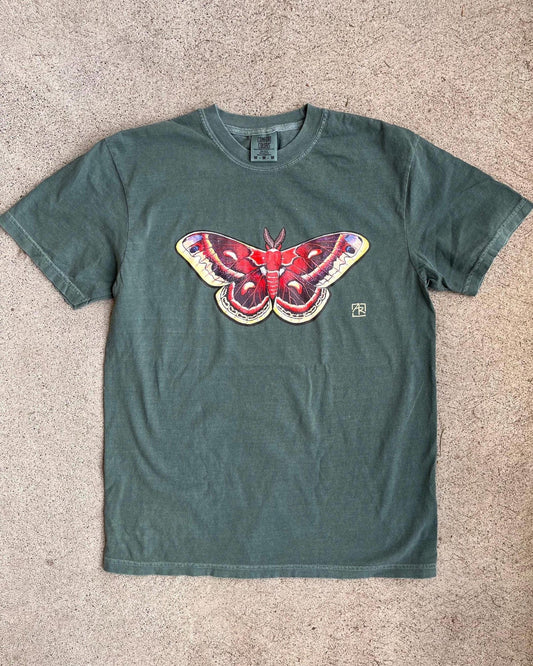 Cecropia moth 100% cotton garment-dyed heavyweight t-shirt